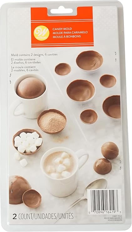 Wilton 6 Cavity, Hot Cocoa Bomb Candy Mold, 2 Count, 2115-0-0241