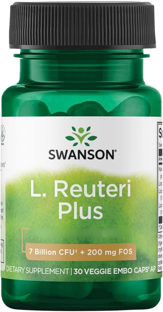 Swanson, L. Reuteri Plus, 7 Billion Bacterial Cultures, 30 Vegan Capsules, SOYA-Free, Gluten-Free, GMO-Free