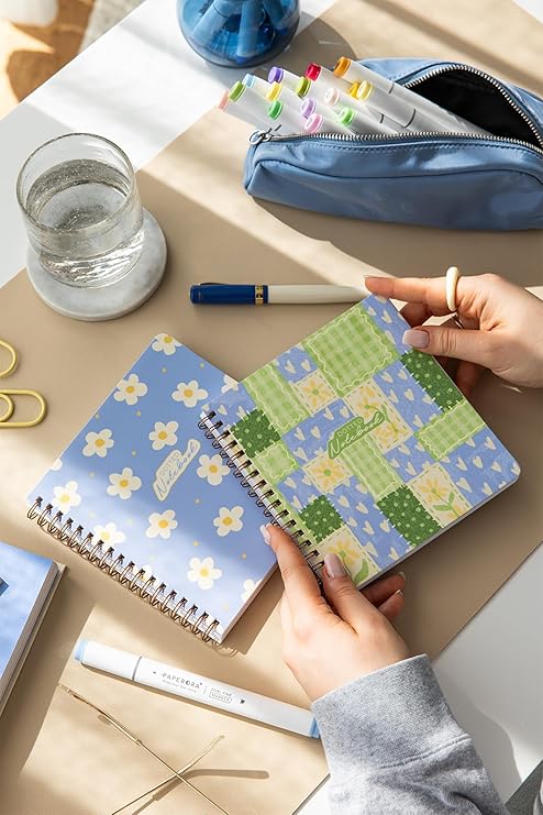 15x16 Spiralli Karton Kapak 2'li Noktalı Not Defter Seti - Patchwork