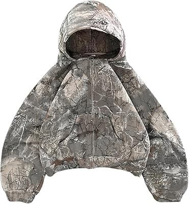 Zip up Camo Hoodie Y2k Oversized Graphic Hoodies Emo Clothes Vintage 2000s Sweatshirts Grunge Jacket Streetwear