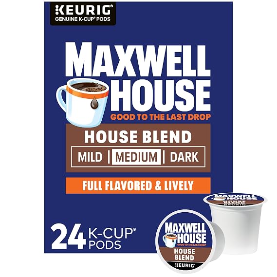 Maxwell House House Blend Medium Roast K-Cup Coffee Pods (24 ct Box)
