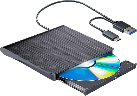 External Blu ray Drive Player - Read/Write Compatible, USB 3.0 and Type-C, DVD Burner for Win8/Win10/Win11