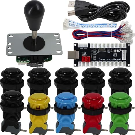 SJ@JX Arcade Game Controller DIY Kit Microswitch Button 4&8 Way Joystick Zero Delay USB Encoder Fighting Stick Handles Console for PC MAME Raspberry Pi Retropie