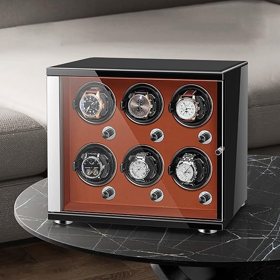 Watch Winder, Adjustable Watch Pillows, 4/6 Winding Spaces Watch Winders for Automatic Watches(Brown,36cm/14in)