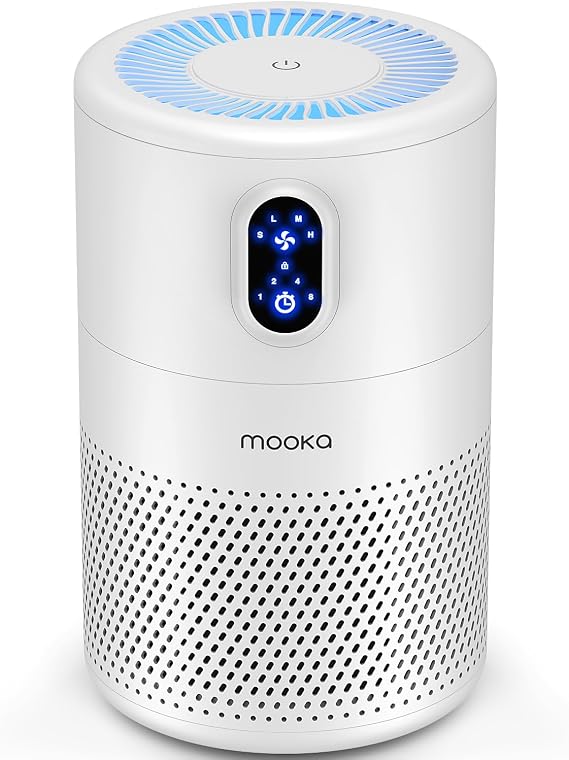 MOOKA Air Purifiers for Home Room up to 1076ft2, True HEPA Filter, B-D02L