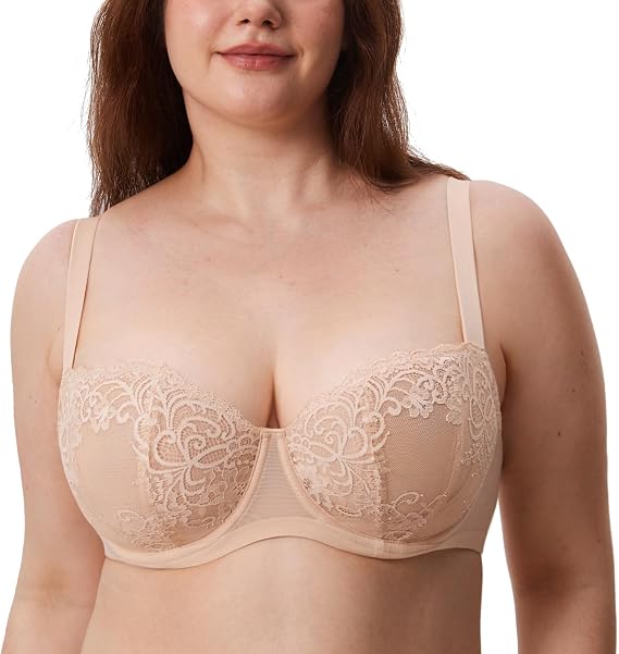 DELIMIRA Women's Balconette Lace Plus Size Sexy Bras