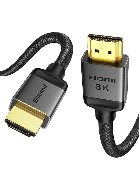 Silkland 1FT Short HDMI 2.1 Cable 48Gbps 10K 8K HDR, Nylon Braided Cord