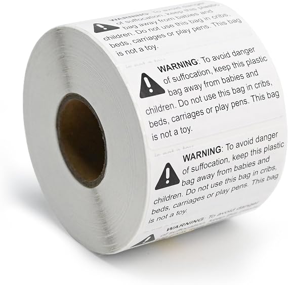 L LIKED Suffocation Warning Labels 2" x 1", 1000 Labels per Roll