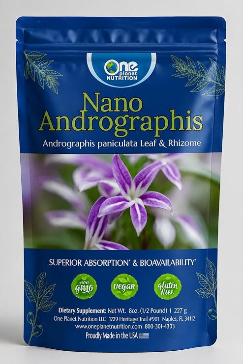 One Planet Nutrition Nano Andrographis Powder 8 oz (227 Servings) - Nano-Particle Size Andrographis Extract - Supports Overall Wellness - Non-GMO, Vegan, Gluten-Free