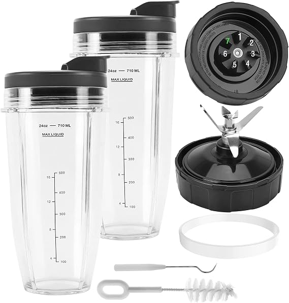 Blender Replacement Parts for Ninja, 2 Packs 24oz Cups with Extractor Blade Compatible with BN801 450 BL480 BL640 BL642 NN100 BL2012 BN751 BN401