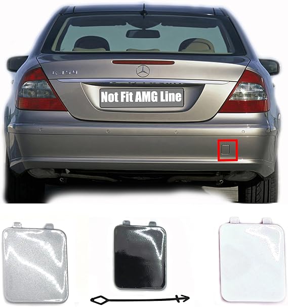Rear Tow Cover for 03-09 Mercedes-Benz E-Class W211 Fit E200 E220 E240 E280 E320 E420 E430 E500 E550 E55 E63 2003 2004 2005 2006 2007 2008 2009 Bumper Hook Eye Cap Primer
