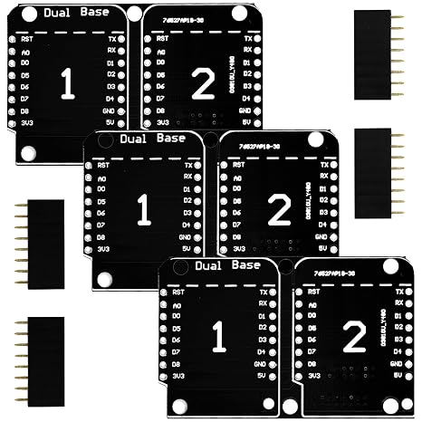 AZDelivery 3 x Double Socket Dual Base Shield compatible with D1 Mini NodeMCU ESP8266 DIY PCB Expansion Board including E-Book!