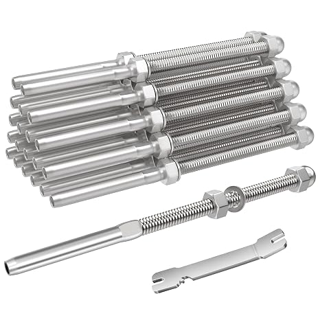 BLIKA 20 Pack 6" Long 1/8" Cable Railing Swage Threaded Stud Tensioner