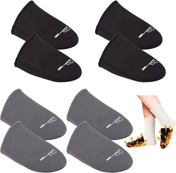 PAMASE 3mm Thickened Toe Neoprene Warmers - 4 Pairs Foot Warmers for Men Women Winter Keep Feet Warm Hunting Cycling Skiing