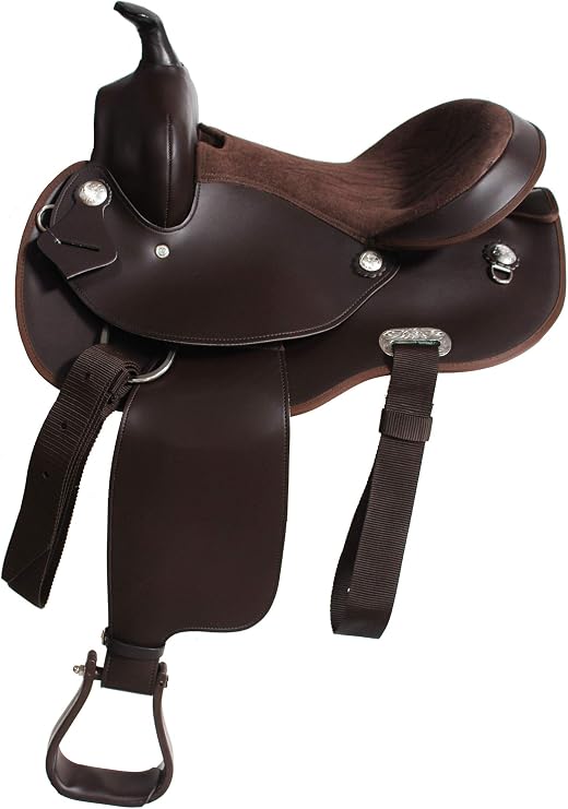 CHALLENGER Western Cordura Trail Barrel Horse Wide Full QH Bars Saddle Brown 4988-89RND