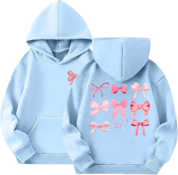 GOFULY Hoodies For Teen Girls Y2K Cute Fleece Long Sleeve Sweatshirt Kids Pockets Letter Print Hoodies Outfits 2-14 Years