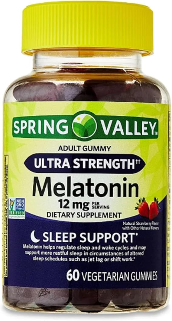 Melatonin Ultra Strength 12mg 60 Gummies, Melatonin Gummies for Adults, Strawberry Flavor, Melatonin Supplement, Gomitas para Dormir, Vegetarian and Gluten Free Sleep Gummies (Pack of 1)