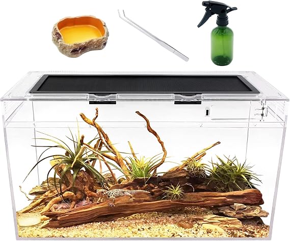 Reptile Growth Reptile Terrarium,10 Gallon Reptile Tank 20" x 10"x 11",for Insect,Fish,Tarantula,Hermit Crab,Jumping Spider,Iguana,Tortoise,Leopard Gecko,Bearded Dragon