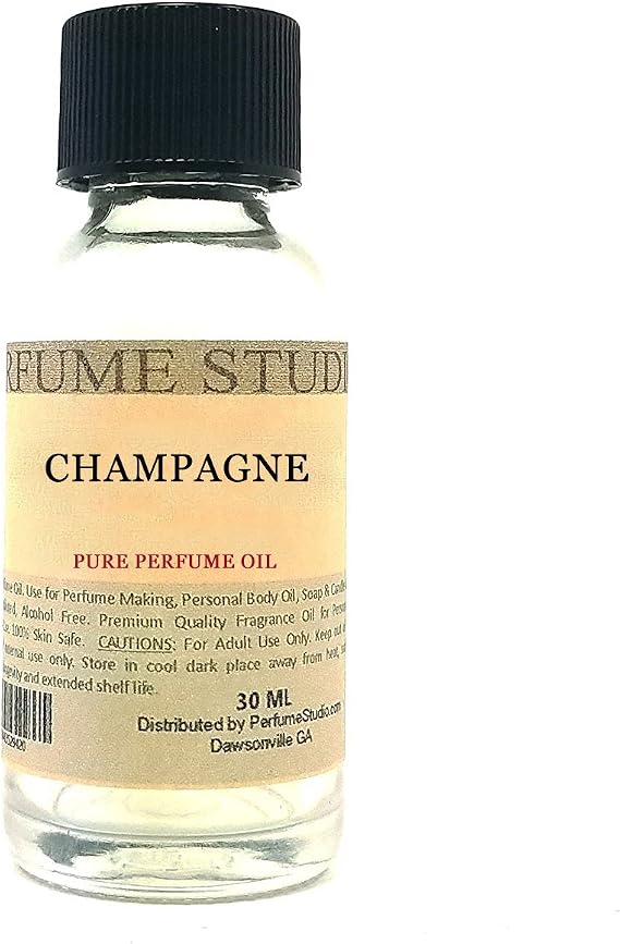 Champagne Perfume Oil for Perfume Making,Body Oils, Soap, Candle Making & Incense; Splash-On Clear Glass Bottle. Premium Quality Undiluted & Alcohol Free (1oz, Champagne Fragrance Oil)