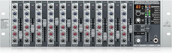 Behringer RX1202FX V2 Premium 12 Input Microphone/Line Rack Mixer with XENYX Microphone Preamps UK EQs and Multi-FX Processor
