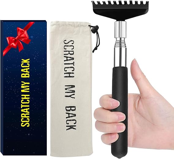 Extra Long Back Scratcher for Adults & Seniors - 31.5 Inch Telescoping Stainless Steel, Portable Itch Relief Tool for Hard to Reach Spots with Canvas Storage Bag