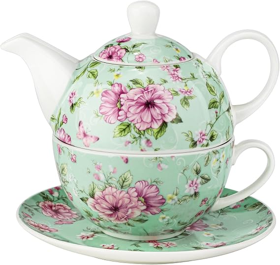 Tea Cup Set Ceramic Including 1 Teapot with lid 1 Tea Cup with 1 Sauser (G1)