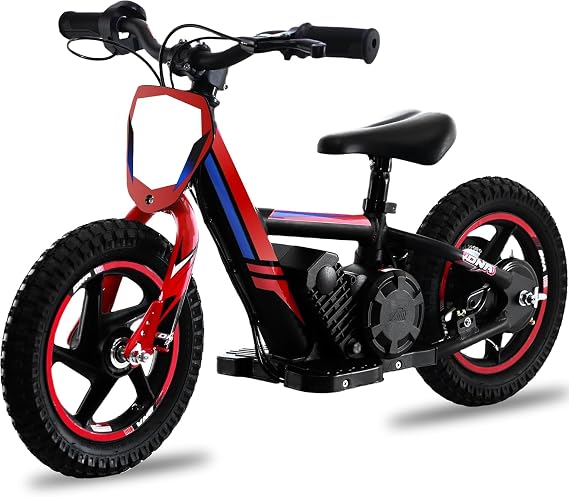 Electric Dirt Bike for Kids, 170W 2-Speed Racing Motorcycle with 12-Inch Off-Road Tires, 24V Detachable Battery, Up to 10MPH Lightweight Mini Motocross Bike for Ages 3-6, Red