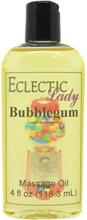 Bubblegum Massage Oil, 4 oz, With Sweet Almond Oil and Jojoba Oil