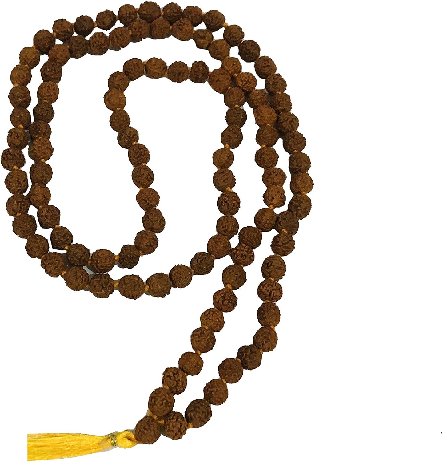 Rudraksh Mala Himalayan Rudraksha Seeds Religious for Wearing and Japa Mala 8 MM 5 Mukhi Mala, 108 Beads Mala Rosary Garland Hand Knotted mala with Velvet phouch