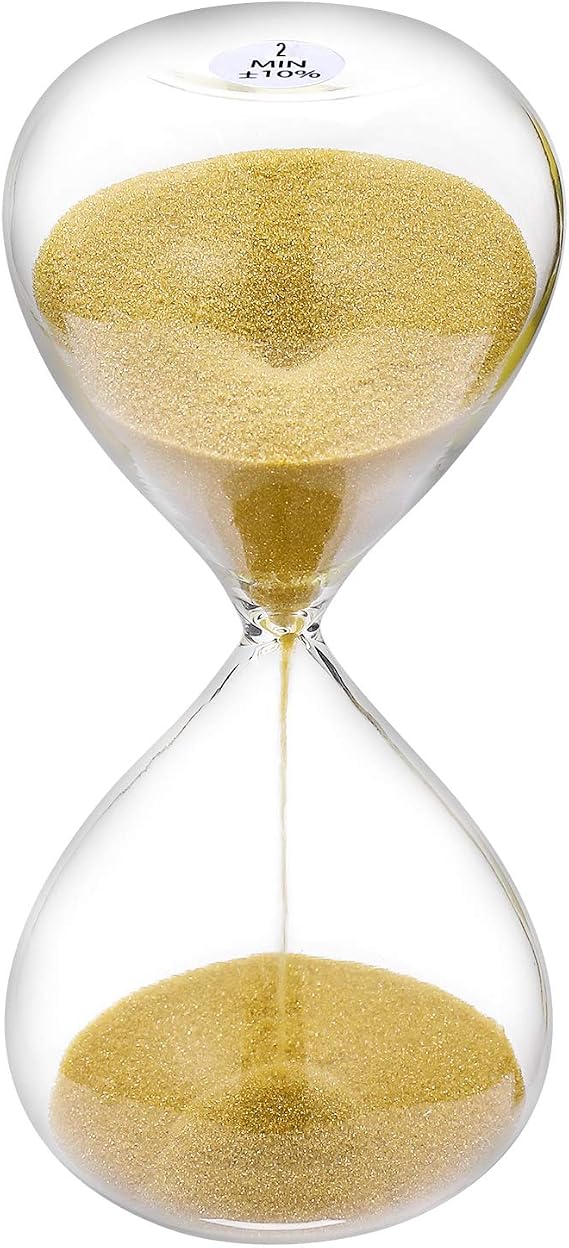 SuLiao Timer 2 Minute Hourglass: 5.1 Inch Gold Sand Clock, Large Sand Watch 2 Min, Colorful Hour Glass Sandglass for Kids, Classroom, Home, Desk, Office Decorative