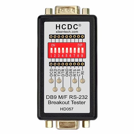 RS232 Breakout Tester LED Monitor, DB9 Male to Female Breakout Module, HCDC HD057