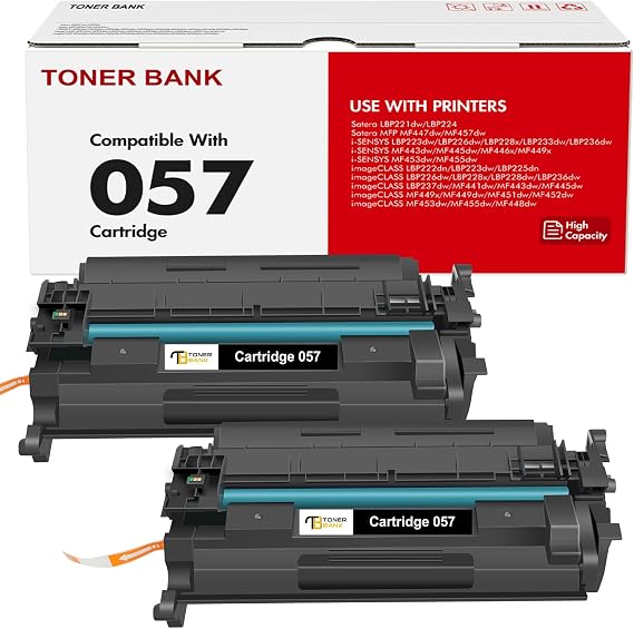 057 Toner Cartridge 057H Black High Yield MF455dw MF445dw MF450 2-Pack