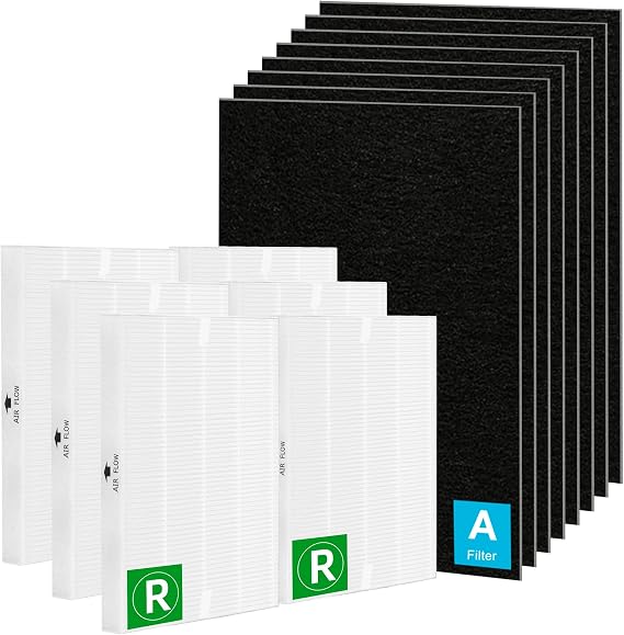 HPA300 Replacement Filters Fit for honey.well Filter HPA300 HPA300VP HPA304 HPA3300 HPA5300 HPA8350 6 Pack True H13 Filters R & 8 Pack Pre-cut Activated Carbon Filters A (6R+8A) Fetechmate