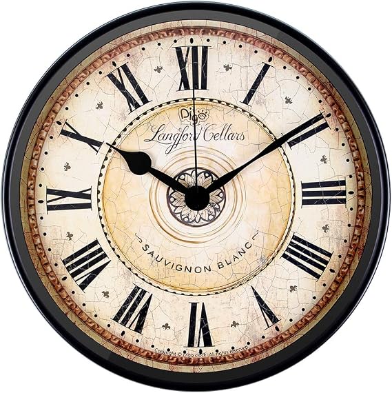 Justup 12 inch Metal Black Wall Clock European Style Retro Vintage Clock