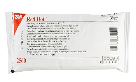 3m Red Dot Monitoring Electrode - Model 2560 - Bag of 50 | 1.3 x 1.6 in Size, Foam Backing, Snap Connector, Sticky Gel, 5 Day Wear, 30 Day Freshness After Opening, OR ER Stress Testing