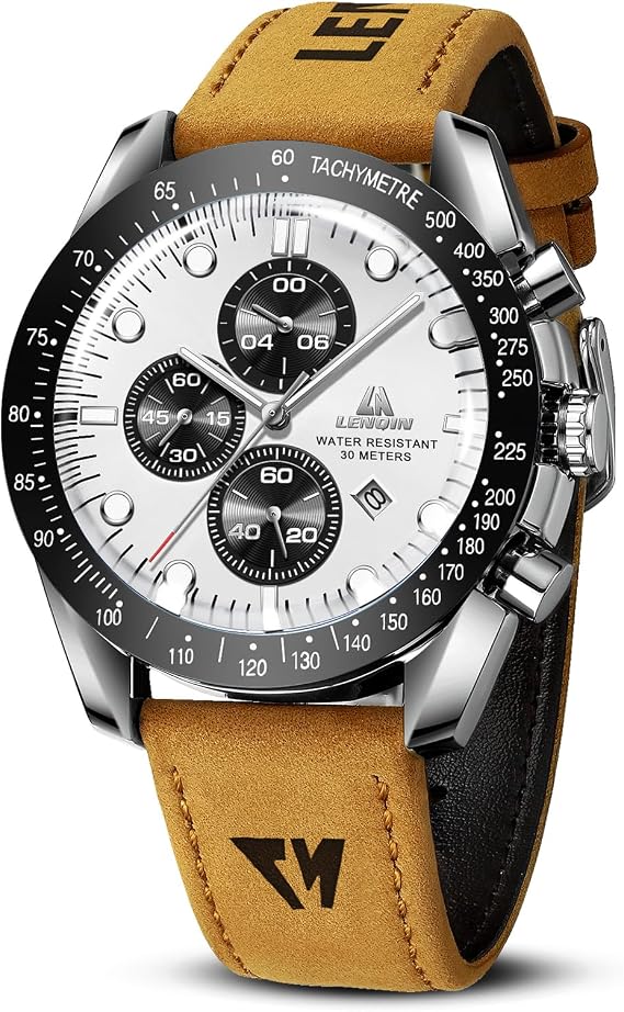 LN LENQIN Watches Men's Analogue Quartz Watch 30 m Waterproof Watch Men with Date Fashion Casual Watches for Men No Chronograph