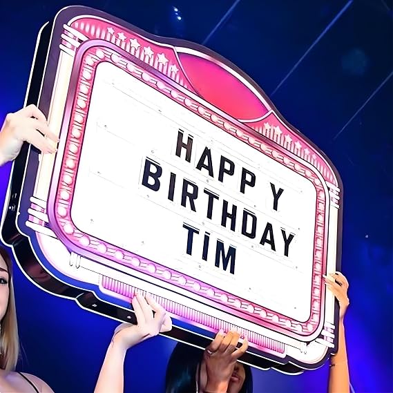 Club Signs for Bottle Service - Bottle Girl Sign Lights Bottle Presenter for Large Night Club Birthday Decor VIP Number Letters LED Light