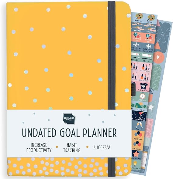 Boxclever Press Goal Planner Luxury Undated Weekly Planner to Increase Productivity & Achieve your Goals. Weekly, Monthly, Quarterly Undated Planner with Vision Boards & Habit Trackers. 8.5 x 5.5ins