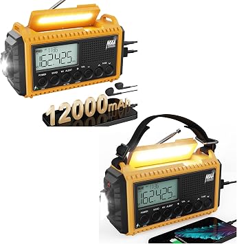 AUTO NOAA Weather Radio, Battery Operated Hand Crank Radio, Solar Portable AM/FM/SW Weather Alert Radio with Flashlight, Phone Charger, Headphone Jack,SOS Alarm for Survival