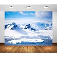 BELECO 5x3ft Fabric Iceberg Backdrop Antarctica Glacier White Snow-Covered Mountains Ocean Water Arctic Background for Themed Party Decorations Birthday Photoshoot Photo Booth Studio Props