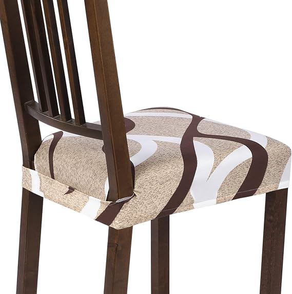SearchI Dining Chair Seat Covers, Rear Covered(Beige, 6pcs)