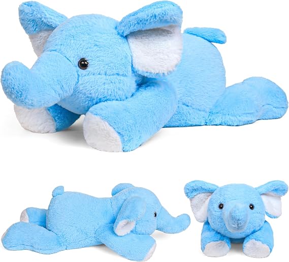JellyMallow 5 lbs 24" Weighted Elephant Stuffed Animals Blue Elephant Plush | Giant Elephant Weighted Stuffed Animal Plush Pillow Huggable Plushie for Kids and Adults