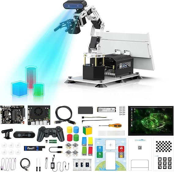 Yahboom 6DOF Programming Robotic Arm Kit 3D Adaptive Gripping, Embodied Intelligence Large AI Model for Mechanical Engineers Python (Standard-Nano 4GB)