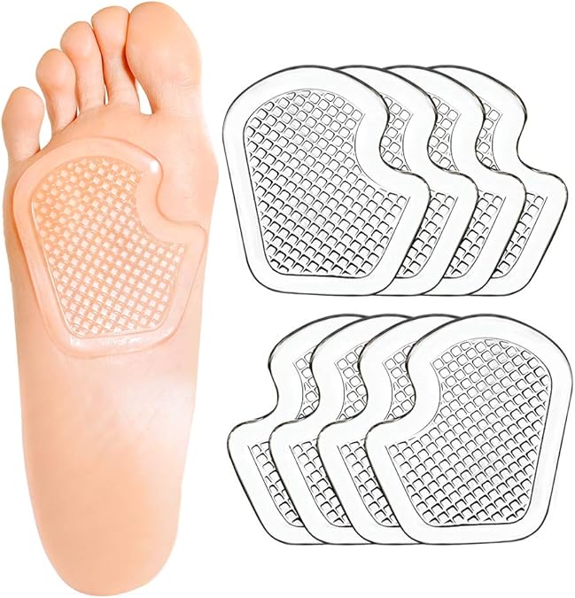 Kimihome Sesamoiditis Pads, 8 Pieces of Gel Metatarsal Cushions, Ball of Foot Cushion Protect and Relieve Metatarsal, Sesamoid, Ball of Foot Pain - 4 Pairs