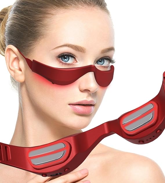 Under-Eye Red Light Therapy Glasses, Rechargeable Therapy Device Microcurrent Eye Massager, Botanique Paris Eyes Bag Remover for Dark Circles, Eye Bags & Wrinkles (red)