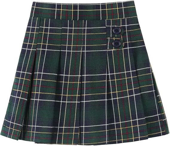 Noomelfish Girls Button Pleated Scooter Skirt School Uniform Skort (5-12 Years)