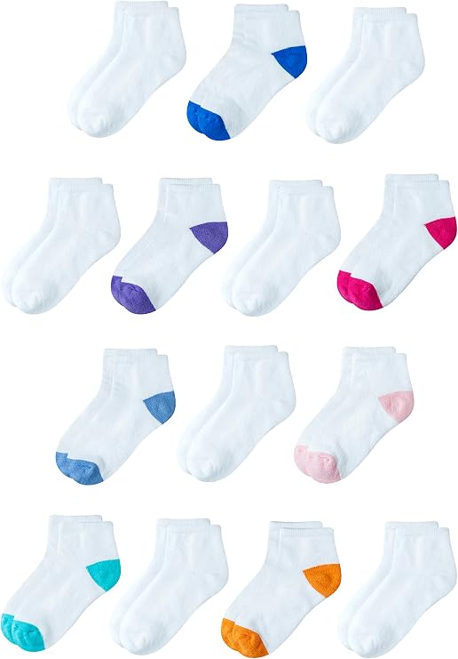 Amazon Essentials Unisex Kids and Toddlers' Cotton Ankle Socks with Cushioned Sole for Boys Girls Toddlers, 14 Pairs