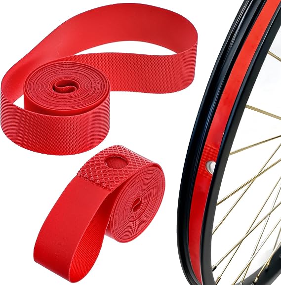2 Pcs Bike Rim Tape 26 Bicycle Rim Strip Tape Bicycle Tire Liners PVC Bike Wheel Liner Tires Liners Bicycles Accessories for Road Mountain Bikes Tube Red