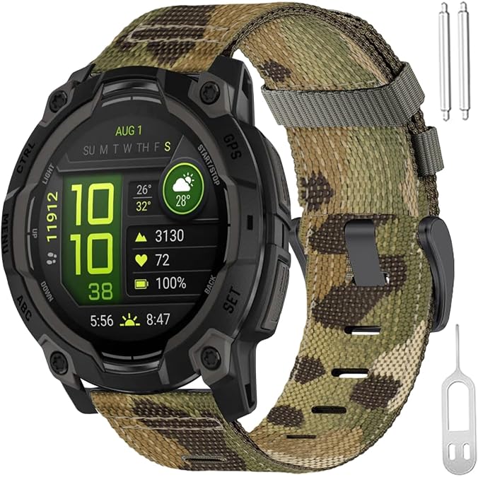 Compatible for Garmin Instinct Watch Band 45mm 50mm Men Women,22mm 26mm Pro Tactical Camouflage Rugged Nylon Bands for Instinct 3 Amoled /2/1/Solar/Tactical/Tide/Esports