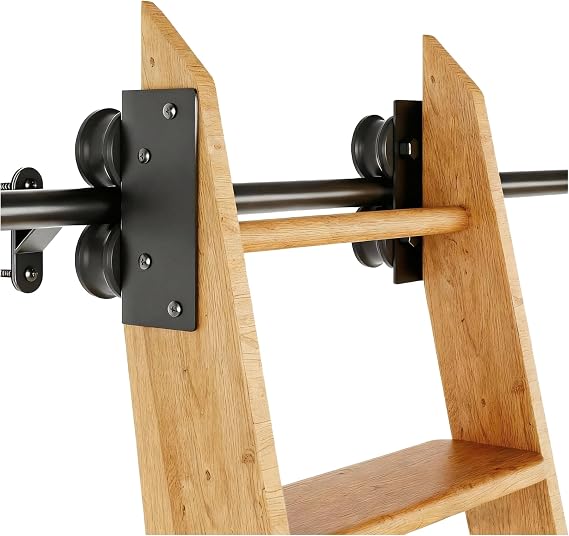 Library Ladder Hardware Kit, 3.3ft Sliding Rolling Library Ladder for Bookshelf and Ioft